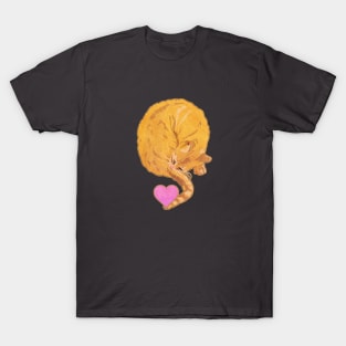 Cat with a pink heart T-Shirt